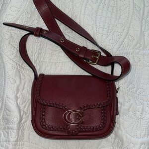 COACH Tabby Braided TrimPolished Pebble Leather Tabby Messenger 19, Wine